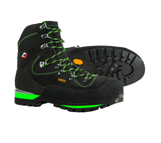 Alpine Route Mid Waterproof Mountain Safety Boots, Black Lime, Vibram Mulaz Sole