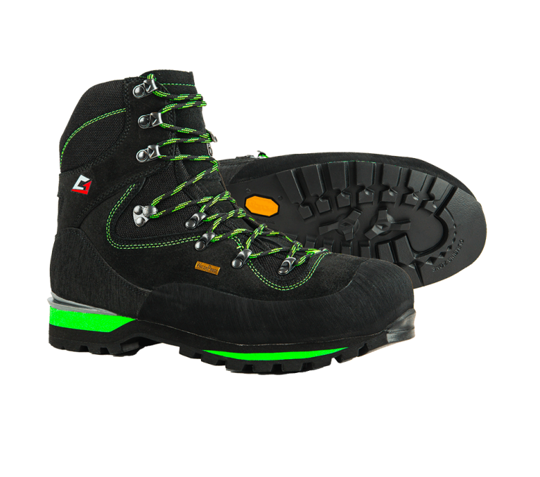 Alpine Route Mid Waterproof Mountain Safety Boots, Black Lime, Vibram Mulaz Sole