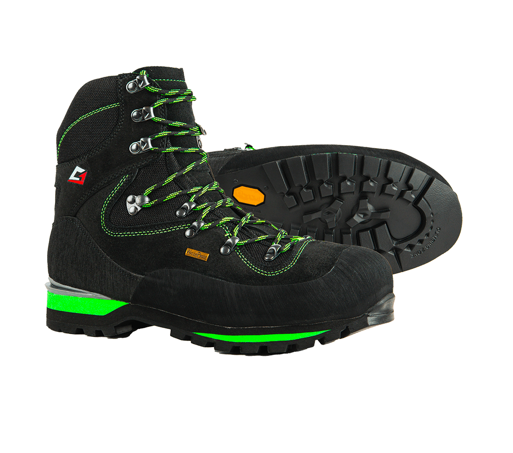 Alpine Route Mid Waterproof Mountain Safety Boots, Black Lime, Vibram Mulaz Sole