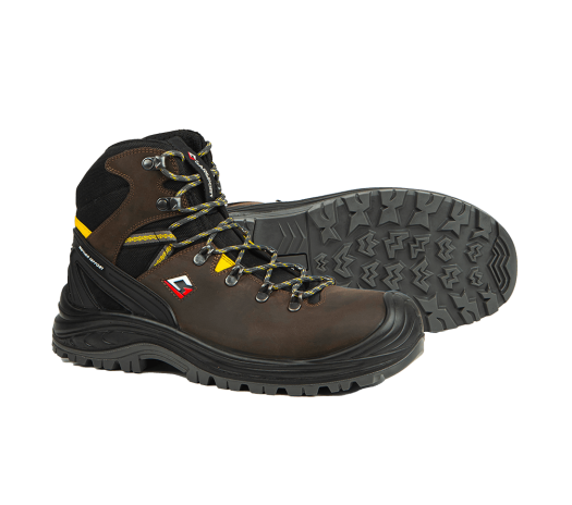 Scarponi antinfortunistici Motion Mid S3S giallo marrone per sicurezza sul lavoro