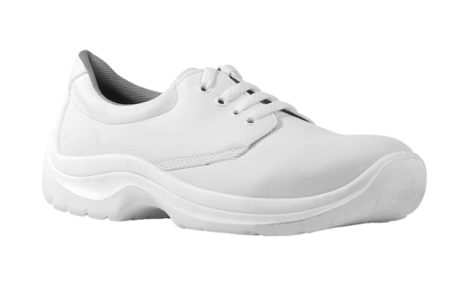 Chaussures de sécurité de cuisine respirantes avec lacets, semelle antistatique en PU et embout en acier. Disponibles en blanc et noir.