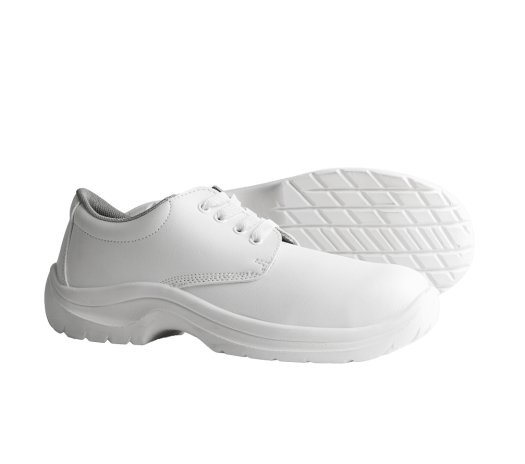 Scarpe antinfortunistiche da cucina Kansas Low S2 bianche traspiranti con lacci, suola antistatica in PU e puntale in acciaio