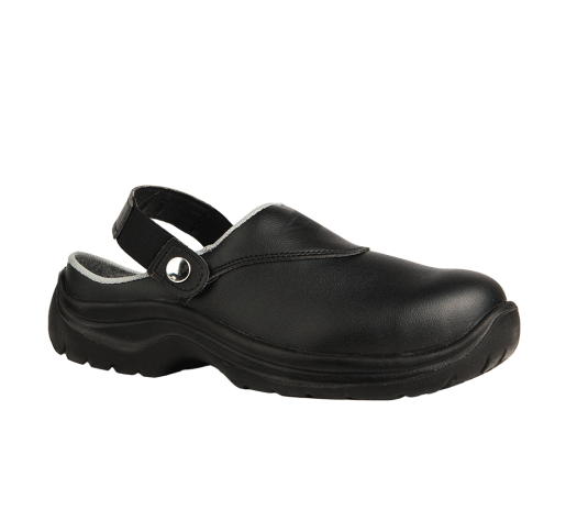 Scarpe da cucina professionali zoccolo sabot, in microfibra, suola antistatica in PU e puntale in acciaio. Comfort tutto il giorno.