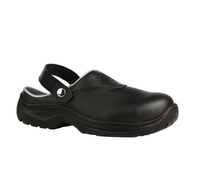 Scarpe da cucina professionali zoccolo sabot, in microfibra, suola antistatica in PU e puntale in acciaio. Comfort tutto il giorno.
