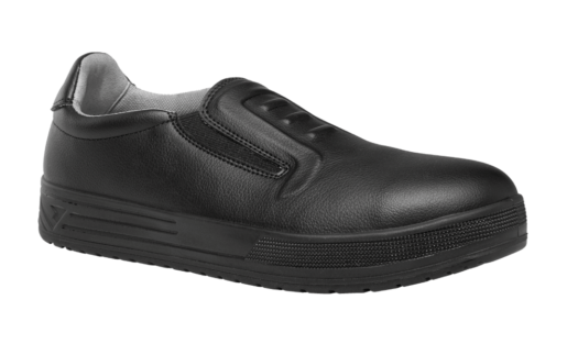 Chaussures de cuisine respirantes pour nettoyage et cantines. Tige en microfibre, semelle antidérapante, embout en acier.