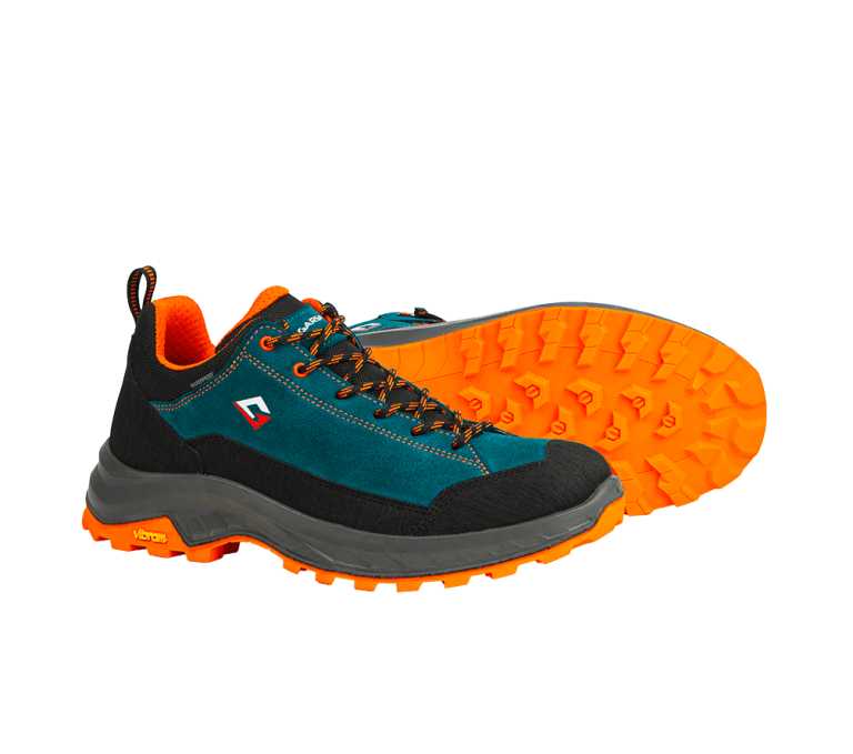 Scarpe trekking basse Giau Low ottanio arancio impermeabili suola Vibram per avvicinamento