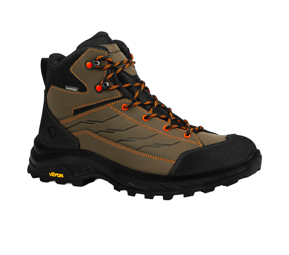 Scarponi trekking Gavia Mid WP in pelle marrone con suola Vibram ad alta aderenza