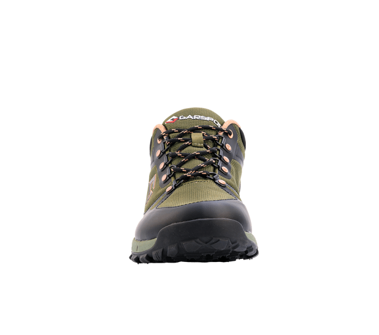 Chaussures de trekking Passo 1972 Low WP, coloris olive, avec tige en nylon et TPU, construction résistante.