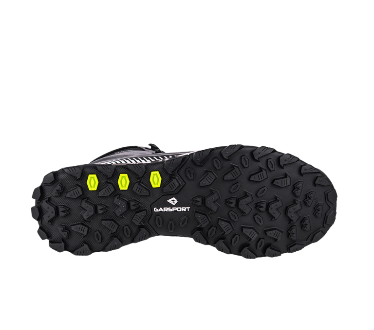 Chaussures de trail Garsport Vetta 1972 Mid WP gris citron vert, semelle EVA et caoutchouc, idéales pour les sentiers et les terrains mixtes.